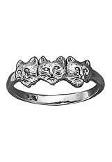 handsome mini cat silver baby ring